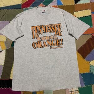 Vintage 90s Jerzees Tennessee “The Mother of All Orange” Grey Single Stitch Tee